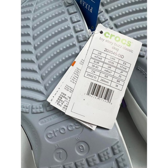 NWT! Crocs Disney Pixar Toy Story Classic‎ Clogs, Grey,SIZE 